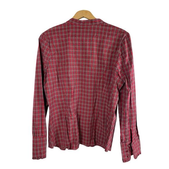 St Johns Bay Red Plaid Tartan Button Up Shirt Top Preppy Tailored Holiday Large - Picture 9 of 12